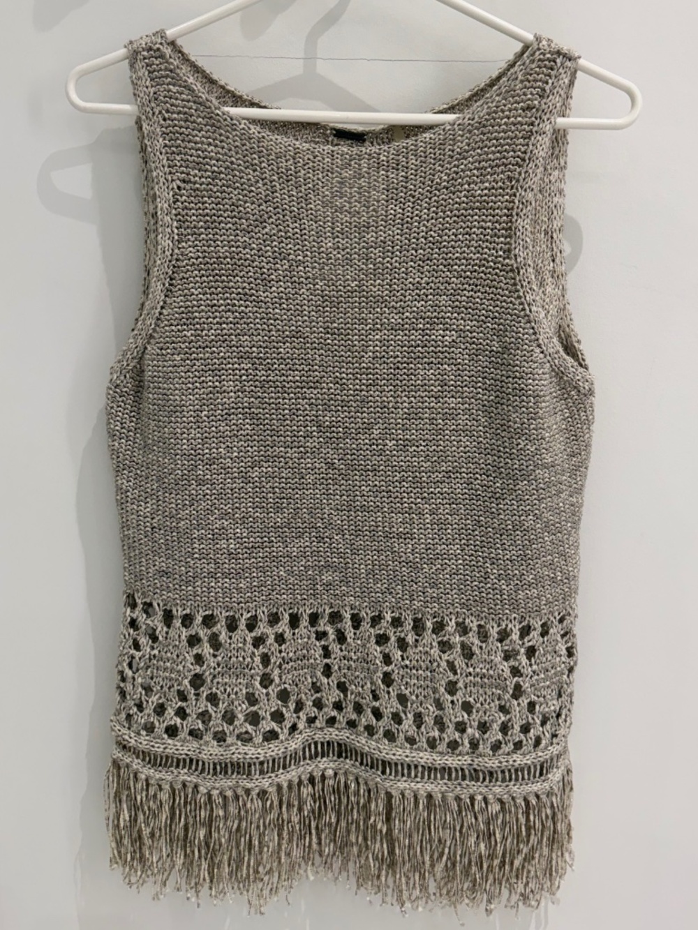 Elie Tahari Metallic Gold Knit Tassels Tank Size Small